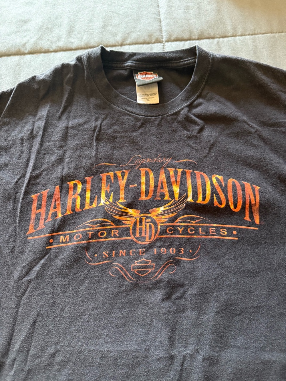 Harley-Davidson Black Tee with Orange Vintage Logo